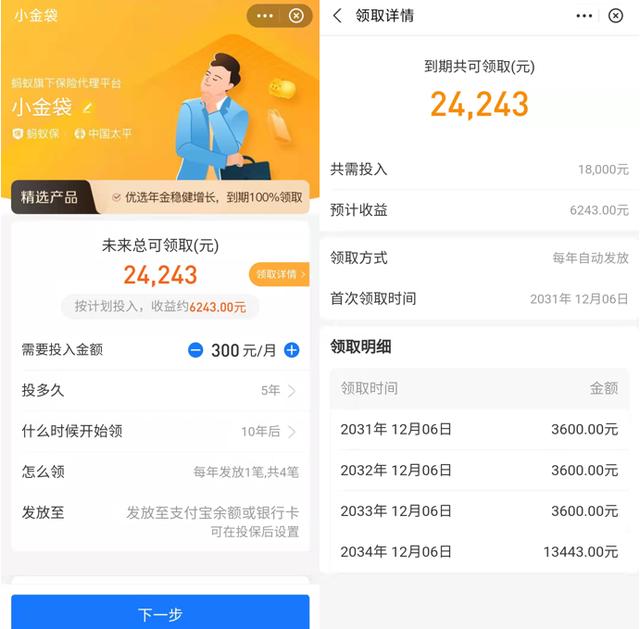 每月存入300元，支付宝精选理财“小金袋”实际年化约4%？