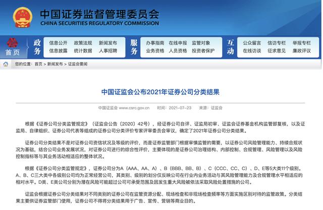 2021券商分类评级出炉！15家喜提AA，东方、兴业、广发荣升AA，东海连升5级CC至A最快，3家出局AA