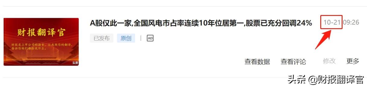 全国最大的风电企业,市占率连续10年位居第一,股票已充分调整49天