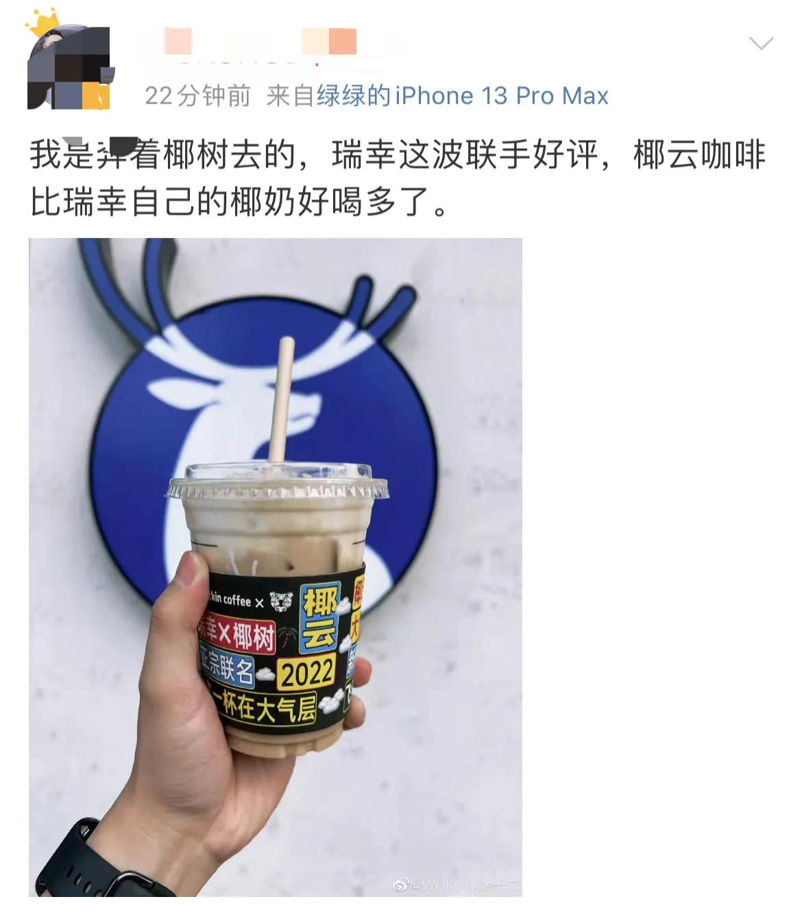 瑞幸椰树推出联名新品“椰云拿铁”，网友：又土又潮
