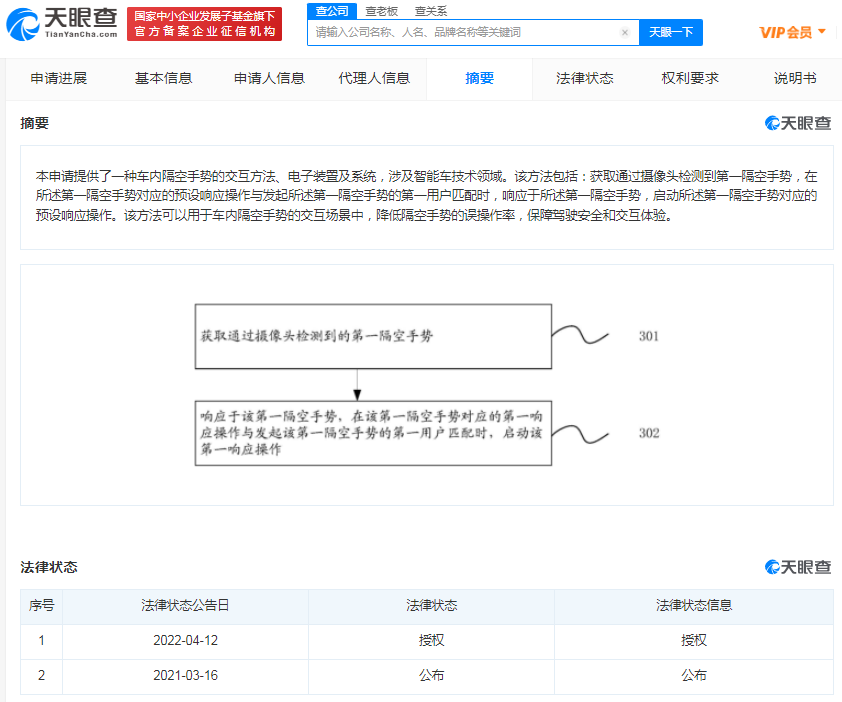 华为专利可实现车内隔空手势交互