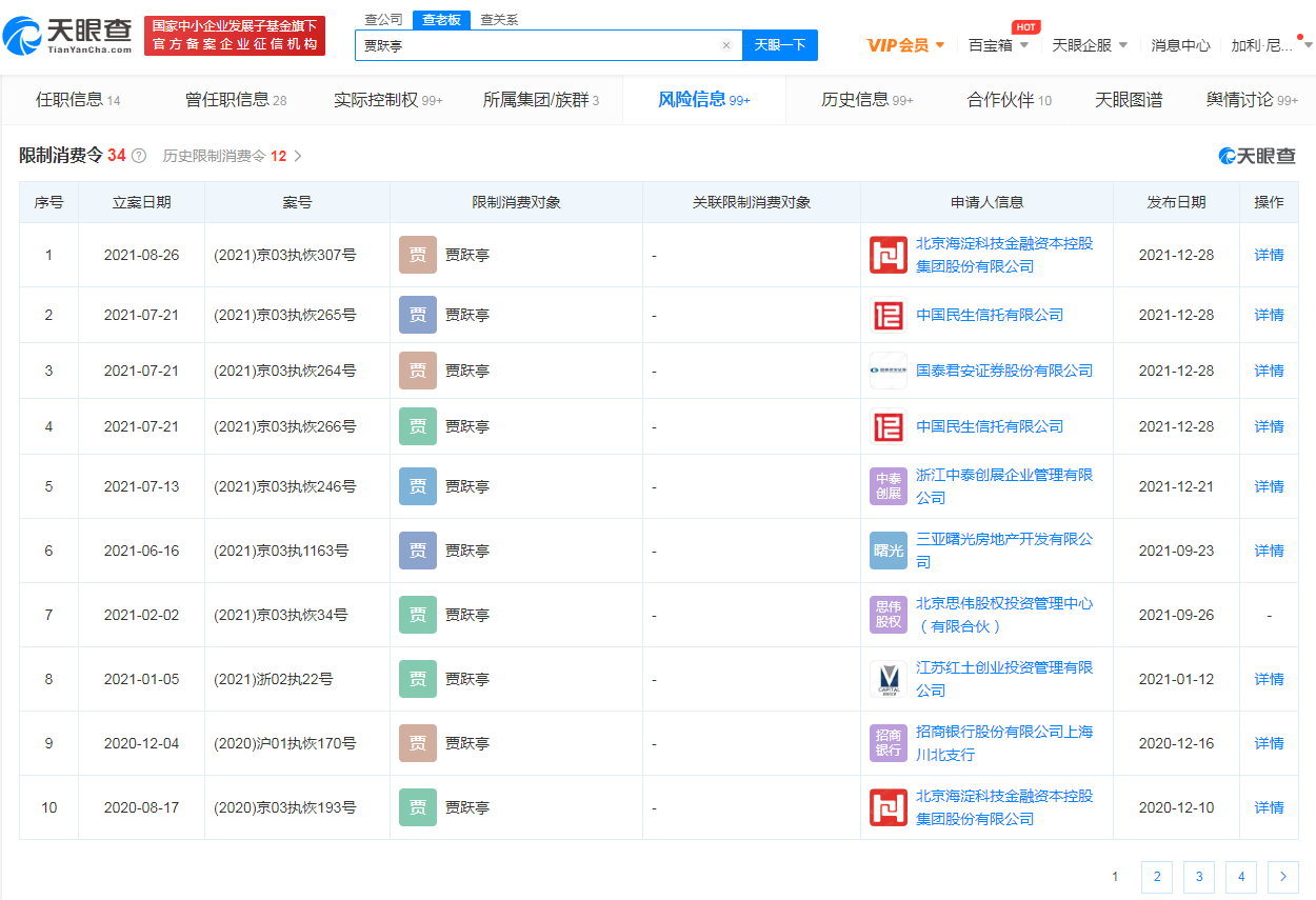 贾跃亭国内关联企业半数已注销