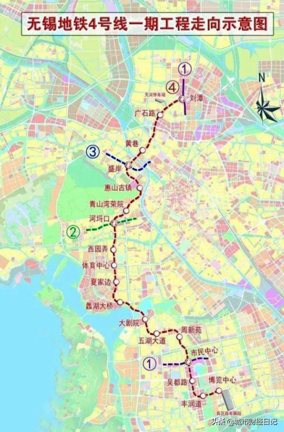 无锡地铁4号线二期得到批复，全长8.3km，将进一步衔接沪宁城际